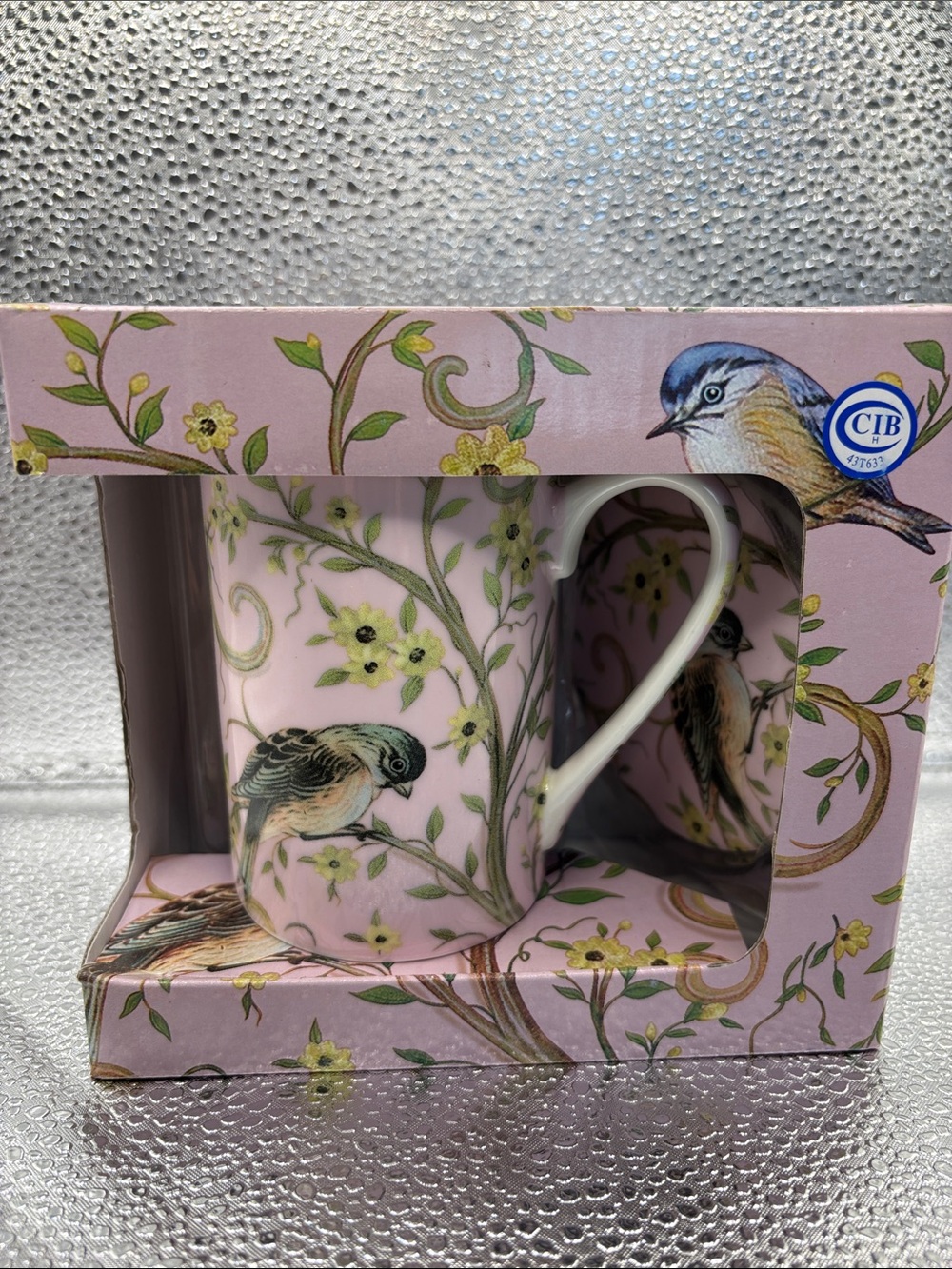 Kent pottery Floral Bird Ceramic Coffee Mug with matching lid NIB